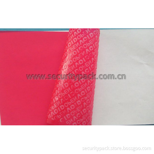 tamper evident VOID label printing material